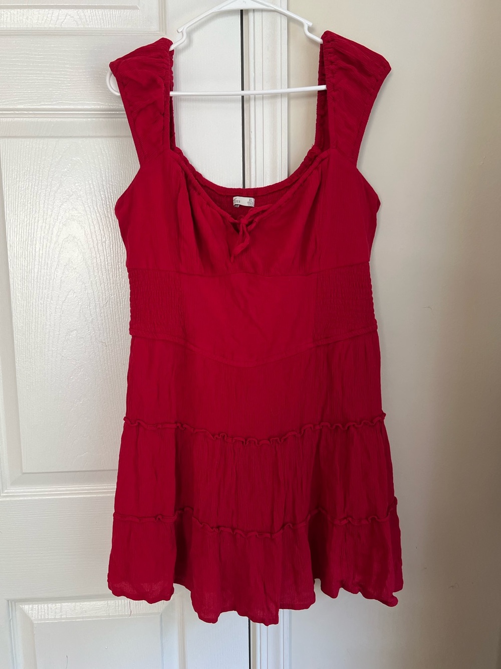 Hollister Red Tiered Smocked Sleeveless Mini Dress Romper XL